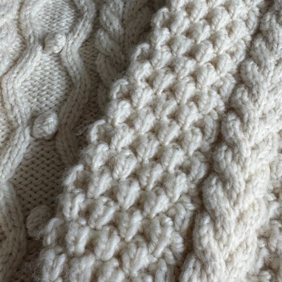 NILI LOTAN 100% PERUVIAN WOOL CHUNKY CABLE KNIT CARDIGAN HAND KNIT VINTAGE STYLE - Picture 7 of 10